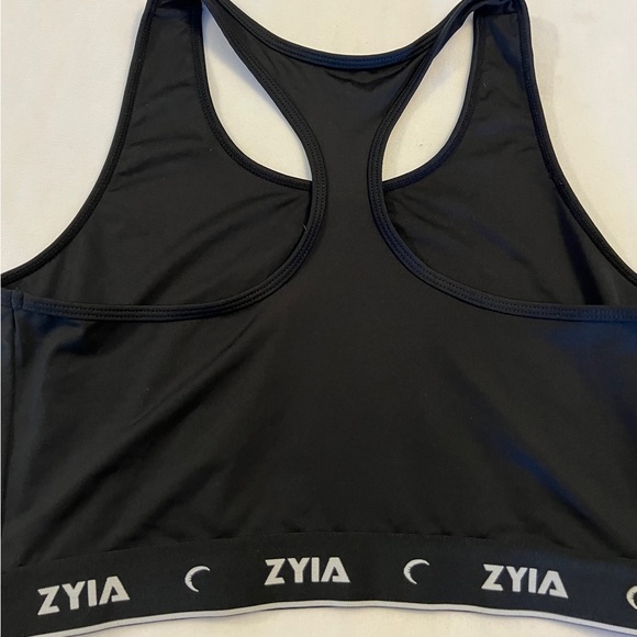 L ZYIA active comfort Sports Bra Black Large Racerback Unlined Unpadded Sportsw - Picture 3 of 6
